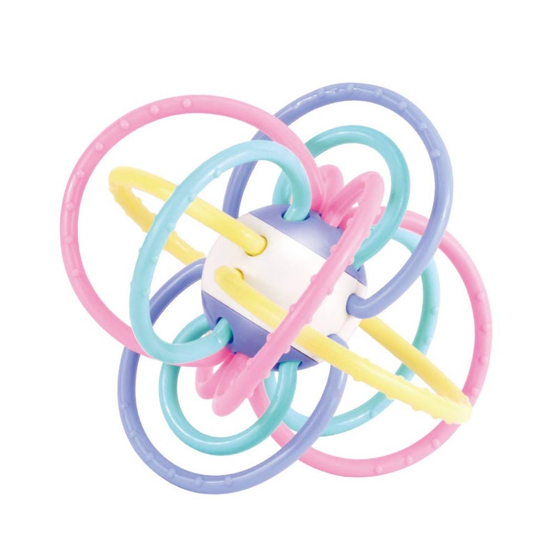 WEofferwhatYOUwant Baby Sensory Teether Ball Soft Rattle Rings for Teething Relief Chewing Grasping BPA Free Newborn Infant Toy 0-6 Months Montessori Soothing Portable Developmental Toy - Image 1